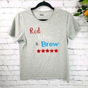 BASIC EDITIONS Short Sleeve Holiday Shirt Size S